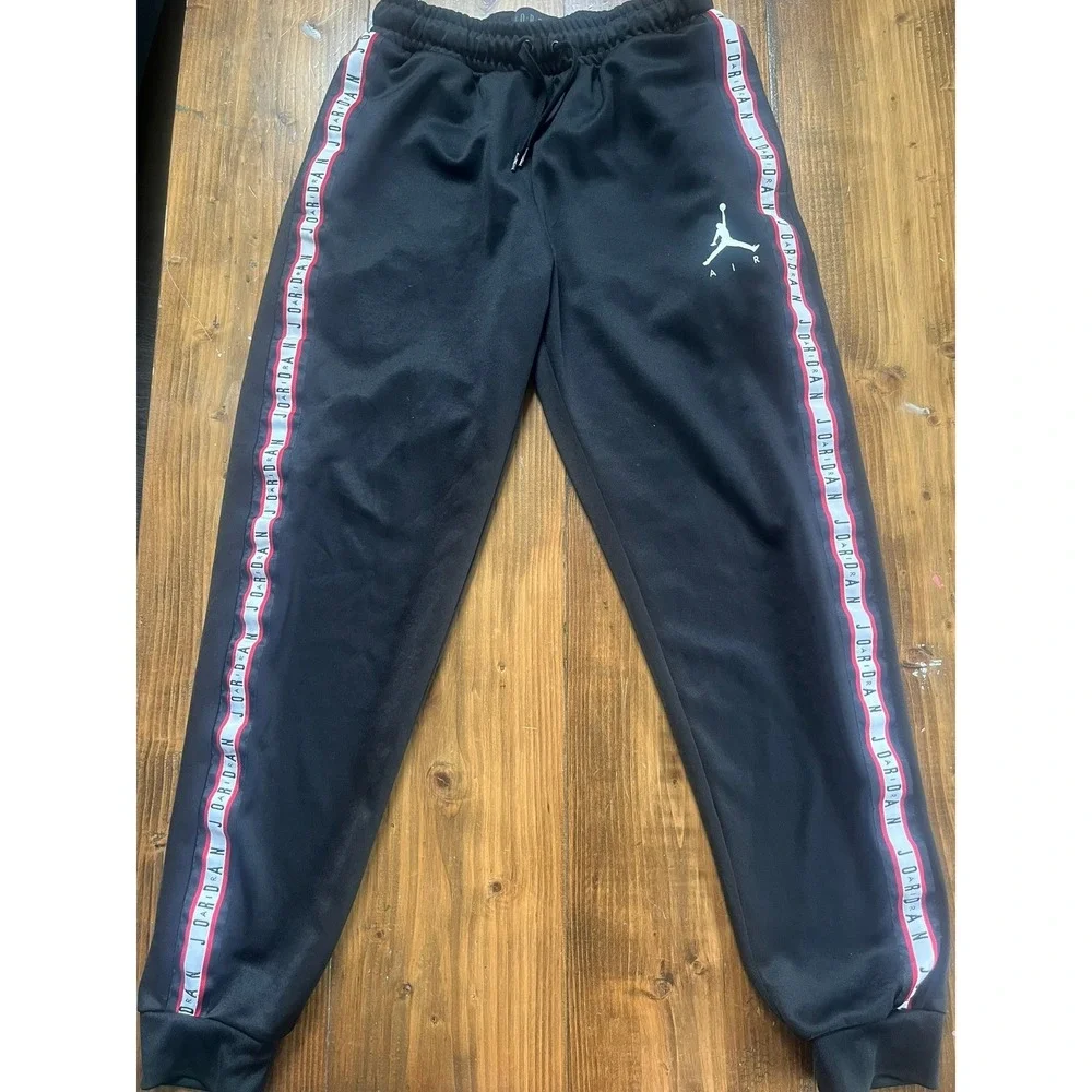 Jordan Air Mens Black Track Pants Side Stripe Joggers Jumpman Logo Small